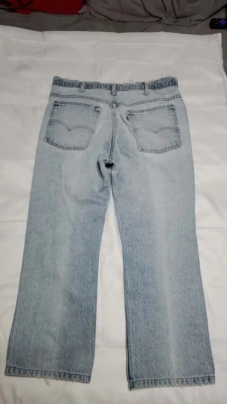 Vintage 80s Levi's Orange Tab 698 Distressed Straight Leg Light Wash Jeans W36